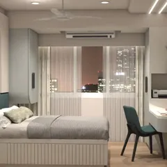 A 3D design for a football-themed kids' room. This render helped the client visualize the layout, including the bed, study desk, and wardrobe, ensuring it met all their requirements.