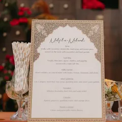 A beautifully designed bar menu for a "Mehfil-e-Mehendi," featuring elegant calligraphy and intricate border details that matched the overall theme of the event.