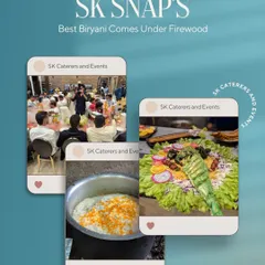 "Best Biryani Comes Under Firewood." This graphic showcases some of our best Instagram moments, from the cooking process to the final plated dishes.