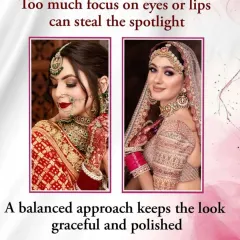 A graceful and polished bridal look requires a balanced approach. We teach our students how to avoid over focusing on just the eyes or lips, ensuring the entire look is harmonious and elegant.