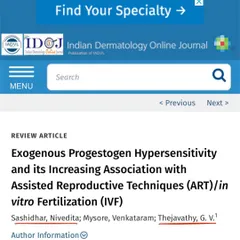 A screenshot of my published article in the Indian Dermatology Online Journal (IDOJ). Being published in a renowned journal is a milestone that reflects my dedication to evidence-based practice.