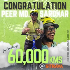 Wishing Peer Md. Sardhar countless more joyful journeys as we celebrate him completing 60,000 kms. Keep rocking and inspiring us always.