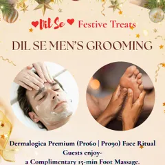 My men's grooming packages are designed for total relaxation. A Dermalogica face ritual, like the PRO60 or PRO90, can be paired with a complimentary foot massage for a truly indulgent experience.