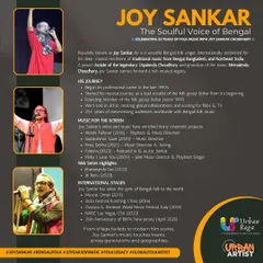 We are proud to present and collaborate with artists like Joy Sankar, 'The Soulful Voice of Bengal'. This informational graphic shares his incredible journey and highlights the caliber of artists we work with to deliver exceptional folk music concerts and events.