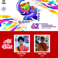 We wish our talented skaters, Harnoor Singh and Mohd. Subhan, all the best as they represent our school at the 62nd National Roller Skating Championship. We are proud to support our students as they compete on a national platform.