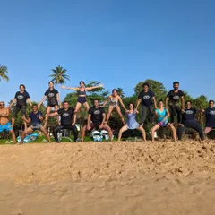 We are serious about yoga, but we are also serious about fun. Here is our Aayana family creating a human pyramid during our acro yoga session on the beaches of Sri Lanka. It is all about trust, laughter, and community.