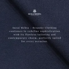 My work is built on a foundation of flawless tailoring and contemporary charm. This close-up of a textured navy fabric illustrates the quality and sophistication inherent in every piece I create.