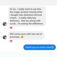 "It really is reducing darkness" is one of the best things I can hear. This feedback for my Darkness Removal Cream and Scrub shows how combining products can lead to seeing a real difference.