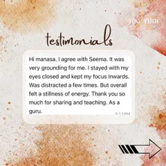 "It was very grounding for me. I stayed with my eyes closed and kept my focus inwards. Was distracted a few times. But overall felt a stillness of energy." This experience of finding stillness amidst distraction is a huge step. It is a pleasure to guide you.