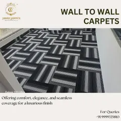 Our wall-to-wall carpets offer seamless coverage for a luxurious finish. This black and white geometric pattern is a favorite for offices looking to make a strong design statement.