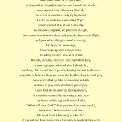 This moving poem was written by a 13-year-old student during a session on emotional literacy. It is a powerful reminder that children experience deep feelings and that writing can be a lifeline for expressing the chaos and pain they hold inside.
