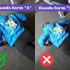 Let's fix your push-up form. Your hands should form an "A" shape with your body, not a "T". This protects your shoulders and engages your chest muscles correctly.