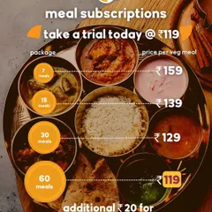 Here’s a breakdown of my lunch and dinner meal subscription prices. The more meals you buy, the more you save! You can take a trial for just ₹119 to experience the taste before you commit.