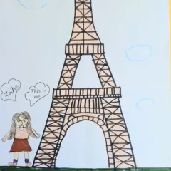 As part of our architectural design curriculum, this student drew the Eiffel Tower, learning about scale, perspective, and drawing iconic structures.