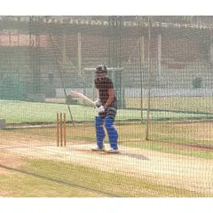 A closer look at Shubman Gill during his batting practice. We ensure our wickets provide a true and consistent surface, which is essential for elite players to fine-tune their skills.