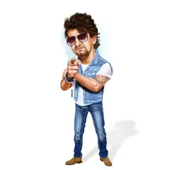 A birthday caricature of the versatile singer Sonu Nigam, capturing his cool persona.