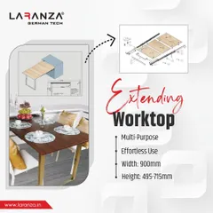 Need more room? My extending worktop is the perfect solution. It slides out to provide extra space for prep or dining and tucks away when not in use.