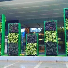 Our freestanding vertical garden panels are a versatile solution for adding greenery to any outdoor area. These structures can be used to define spaces, create privacy screens, or simply add aesthetic value to a property's entrance.