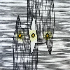 A minimal cat drawing from my sketchbook. The repetitive lines were a soothing way to settle my mind, inspired by another artist's work I saw and reinterpreted in my own style.