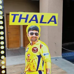 A life sized cutout prop of 'Thala' for a die hard fan's birthday celebration.