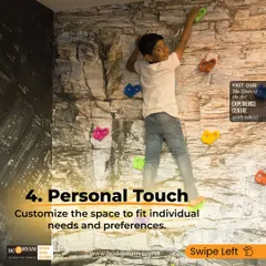 For the little adventurer, we installed a rock-climbing wall right in the bedroom. This personal touch makes the room a fun and active space, customized to the child's interests and encouraging play.