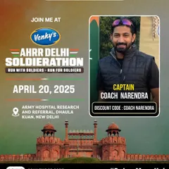 A promotional poster for the Delhi Soldierathon, a run for and with our soldiers. I am proud to organize patriotic events that support our armed forces.
