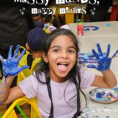 This is what it's all about: messy hands and happy hearts! I love seeing the pure joy on a child's face as they dive into the world of color and creation.