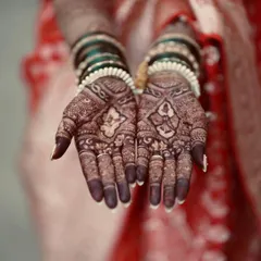 Here you can see the beautiful, deep reddish-brown stain of my mehandi after the paste has been removed. This rich color is what every bride desires, and it looks stunning in wedding photos against traditional attire.