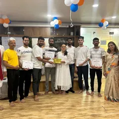 The proud members of team "Yog Mitra," our 1st runner-up team, celebrating their achievement together. The spirit of friendly competition and mutual support is strong here.