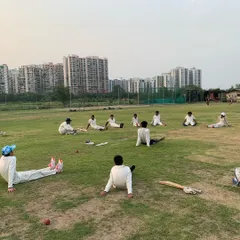 A cool-down and stretching session after a hard day of training. Proper recovery is just as important as the training itself to prevent injuries and maintain peak physical condition.