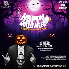 This poster for my Halloween birthday bash at Badmaash shows the level of detail we put into themed nights, from decor to face painting.