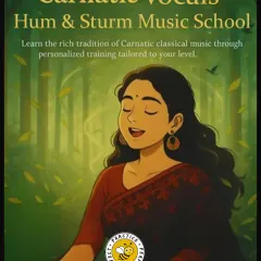 An illustration for our Carnatic Vocals classes. Learn the rich tradition of Carnatic classical music with personalized training tailored to your level.