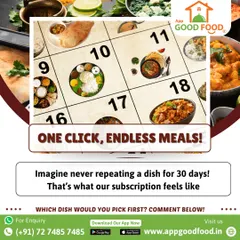 Imagine a whole month of delicious meals without a single repeat. Our subscription plan calendar shows how we bring endless variety to your table, one click at a time.
