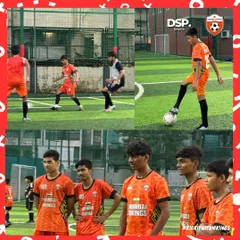A snapshot from a Saturday training session. We combine skill-based drills, like the one-on-one possession drill seen here, with team-focused exercises to build a complete player.