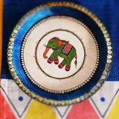 A throwback to our miniature folk art classes in 2017. This tiny elephant was painted on an Areca plate, proving that art can be created on any canvas, big or small.