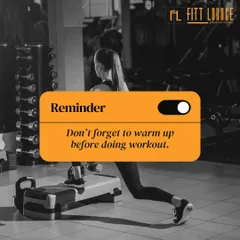 A simple but crucial reminder for everyone. Never forget to warm up before you start your workout to improve performance and avoid injury.