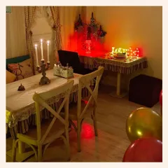 This is one of my favorite setups for a private, romantic dinner. With candlelight, "LOVE" marquee lights, and a table set just for two, it’s a perfect hideaway for an intimate evening.