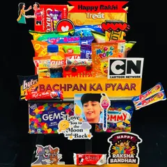 Take a trip down memory lane with this 'Bachpan Ka Pyaar' 90s nostalgia hamper. It’s filled with retro snacks and candies that will remind your sibling of your childhood days together, making it a sweet and sentimental Rakhi gift.