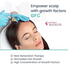 GFC therapy empowers the scalp by delivering a high concentration of growth factors directly to the hair roots. This next-generation therapy is highly effective for stimulating hair growth.