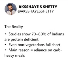 Studies show 70-80% of Indians are protein deficient. I provide practical fixes for both vegetarians and non-vegetarians to bridge this gap, as adequate protein is crucial for muscle recovery, immunity, and getting results from your workouts.