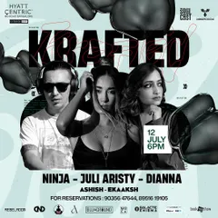 The flyer for "Krafted," a Soul Cast event at Hyatt Centric, Bangalore. This night featured a high-energy lineup with international and local artists, representing the quality we strive for.