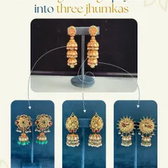 One cherished earring was upcycled into three exquisite jhumkas. This was a gift from a mother-in-law to her three daughters-in-law, a symbol of love and tradition shared across a new generation.