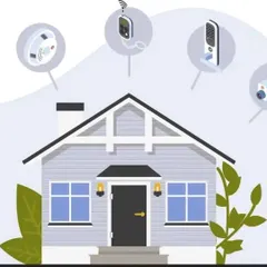 A secure home is a smart home, and our solutions integrate various devices for total protection. This illustration highlights key components we install, including smoke detectors for fire safety, smart locks for keyless entry, and remote fobs for convenient system control.