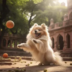 This little Pomeranian has some serious hops! We love finding what makes each dog happy, and for this one, it's a game of catch.