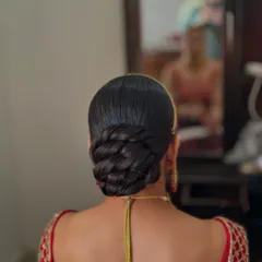 A slightly different angle of the clean twisted bun, showing the beautiful pattern created by the twists.