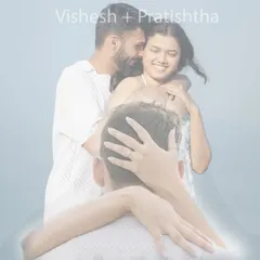 An artistic double exposure portrait from a Goa session, blending two intimate moments to create a dreamy and romantic image of the couple.
