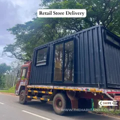 The first step in our remote retail delivery process. Here, the fully fabricated container store for TATA COFFEE is transported on a truck through the winding roads of Coorg, ready for installation.