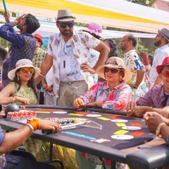 Guests enjoying a game of poker at our Casino themed event. We provide professional gaming tables and dealers to create an authentic and exciting atmosphere.