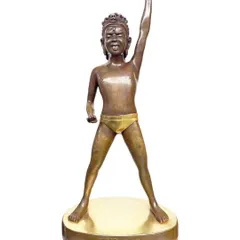 The 'Triumphant Skywalker' bronze sculpture by Tsherin Sherpa, a featured piece at our Seattle Art Fair booth. His work blends Himalayan iconography with modern mythmaking.
