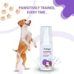 This image captures the goal of my training products: a "pawsitively" trained and happy pet. The spray is a simple tool to help you and your dog succeed in housebreaking.